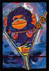 party monkey party monkeys art and martini monkeys, party monkeys pop art, monkey paintings, party monkeys and martini monkey portraits in colorful original party monkeys art and fine art monkey prints by artists Jane Billman and Gregg Billman