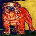 english bulldog dog art and martini dogs, english bulldog dog pop art prints, dog paintings, dog portraits and martini pet portraits in colorful original english bulldog dog art and fine art dog prints by artists Jane Billman and Gregg Billman