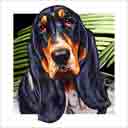 black and tan basset hound dog art and dog headshots, basset hound dog pop art prints, dog paintings, pet portraits, dog headshots and dog prints in colorful original bassett hound dog art and fine art dog prints by artists Jane Billman and Gregg Billman