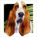 iris basset hound dog art and dog headshots, basset hound dog pop art prints, dog paintings, pet portraits and dog headshots and dog prints in colorful original basset hound dog art and fine art dog prints by artists Jane Billman and Gregg Billman