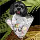 black and white cockapoo dog art and martini dogs, black and white cockapoo dog pop art prints, dog paintings, dog portraits and martini pet prints in colorful original black and white cockapoo dog art and fine art dog prints by artists Jane Billman and Gregg Billman