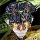 dachshunds dog art and martini dogs, dachshunds dog pop art prints, dog paintings, dog portraits and martini pet portraits in colorful original dachshunds dog art and fine art dog prints by artists Jane Billman and Gregg Billman