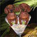 dachshunds dog art and martini dogs, dachshunds dog pop art prints, dog paintings, dog portraits and martini pet portraits in colorful original dachshunds dog art and fine art dog prints by artists Jane Billman and Gregg Billman