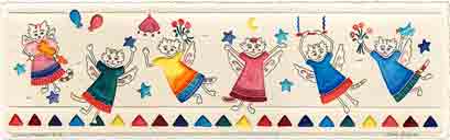 dream maker embossed cat art, embossed cat pop art, embossed cat paintings and embossed cat prints by artists Jane Billman and Gregg Billman