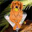 golden retriever art, golden retriever pop art dog prints, golden retriever paintings, pet portraits and dog prints in colorful original dog art and fine art dog prints by artists Jane Billman and Gregg Billman