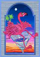 happy hour party birds art and martini birds, party birds pop art, bird paintings, party birds and martini bird portraits in colorful original party birds art and fine art bird prints by artists Jane Billman and Gregg Billman