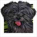 black lhasa apso dog art and dog headshots, black lhasa apso dog pop art prints, dog paintings, dog portraits and dog headshots pet prints in colorful original black lhasa apso dog art and fine art dog prints by artists Jane Billman and Gregg Billman