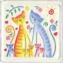 embossed cat art, embossed cat pop art, embossed cat paintings and embossed cat prints by artists Jane Billman and Gregg Billman