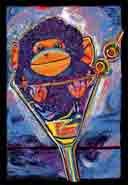 party monkey party animals art and martini animals, party animals pop art, animal paintings, party animals and martini animal portraits in colorful original party animals art and fine art animal prints by artists Jane Billman and Gregg Billman