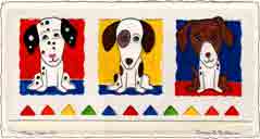 embossed dog art, embossed dog pop art prints, embossed dog paintings and embossed dog prints by artists Jane Billman and Gregg Billman