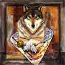wolf dog art and martini dogs, wolf dog pop art, dog paintings, party dogs and martini pet portraits in colorful original wolf dog art and fine art wolf dog prints by artist Jane Billman and Gregg Billman